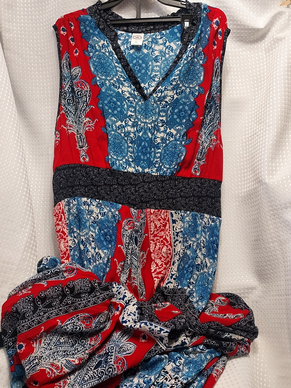 Bila Dress - Red & Blue Paisley Print